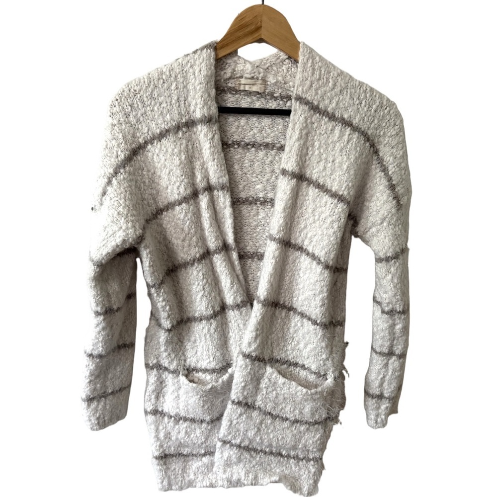 Altar'd State Cream and Gray Chunky Knit Cardigan